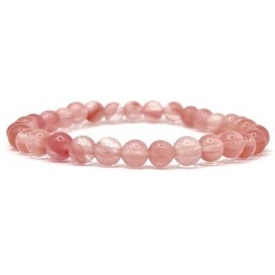 6mm Cherry Quartz Beaded Bracelet Manmade